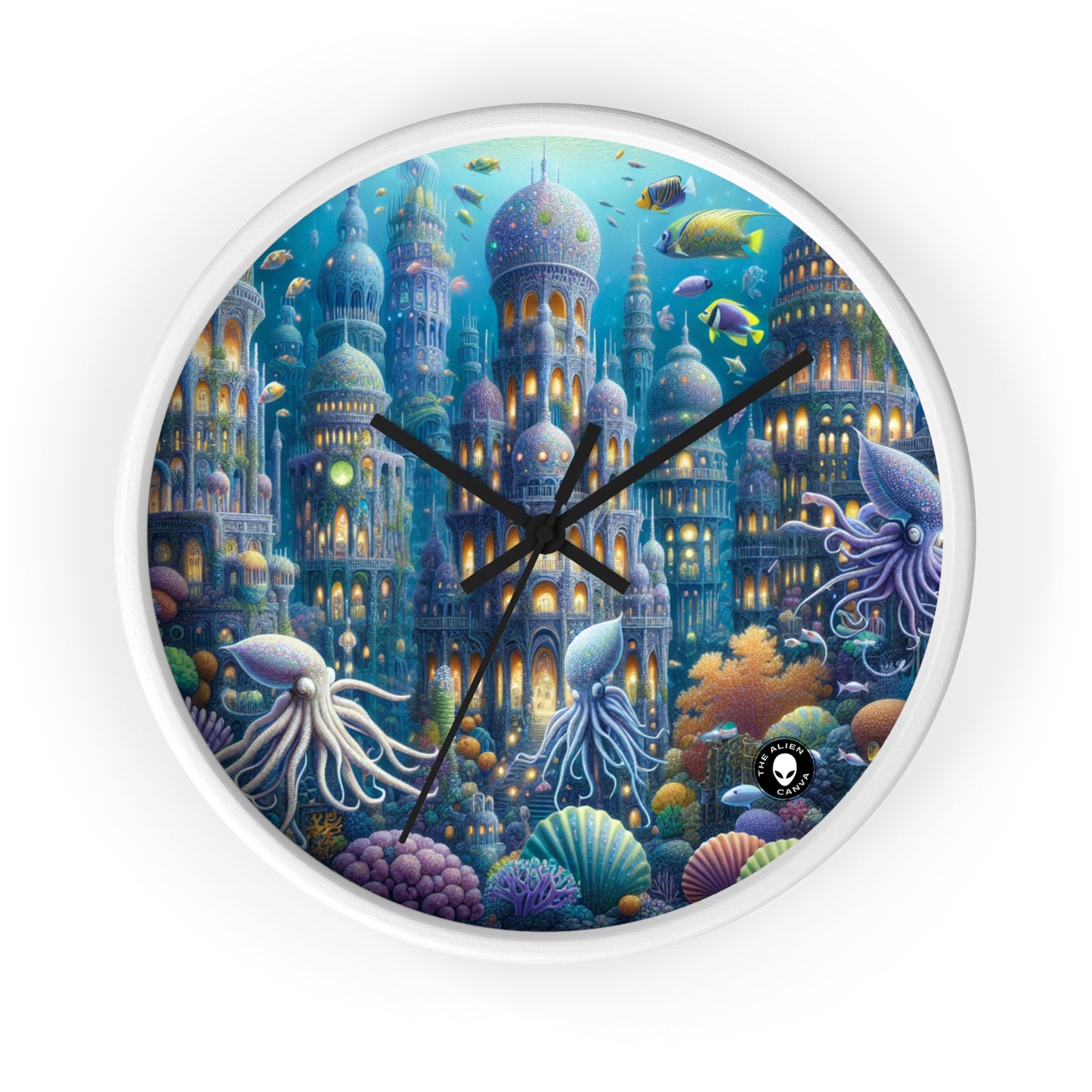 "Enchanting Atlantis: A Harmony of Sea Creatures" - The Alien Wall Clock