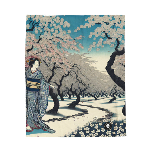 "Blossoming Sky" - La couverture en peluche Alien Velveteen Ukiyo-e (impression sur bois japonaise)