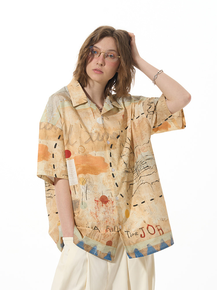 Camisa informal holgada de manga corta con graffiti Pine High Street