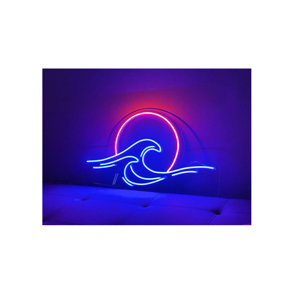 LED Neon Lamp Shaped Romantic Background Wall Of Sunrise At Sea