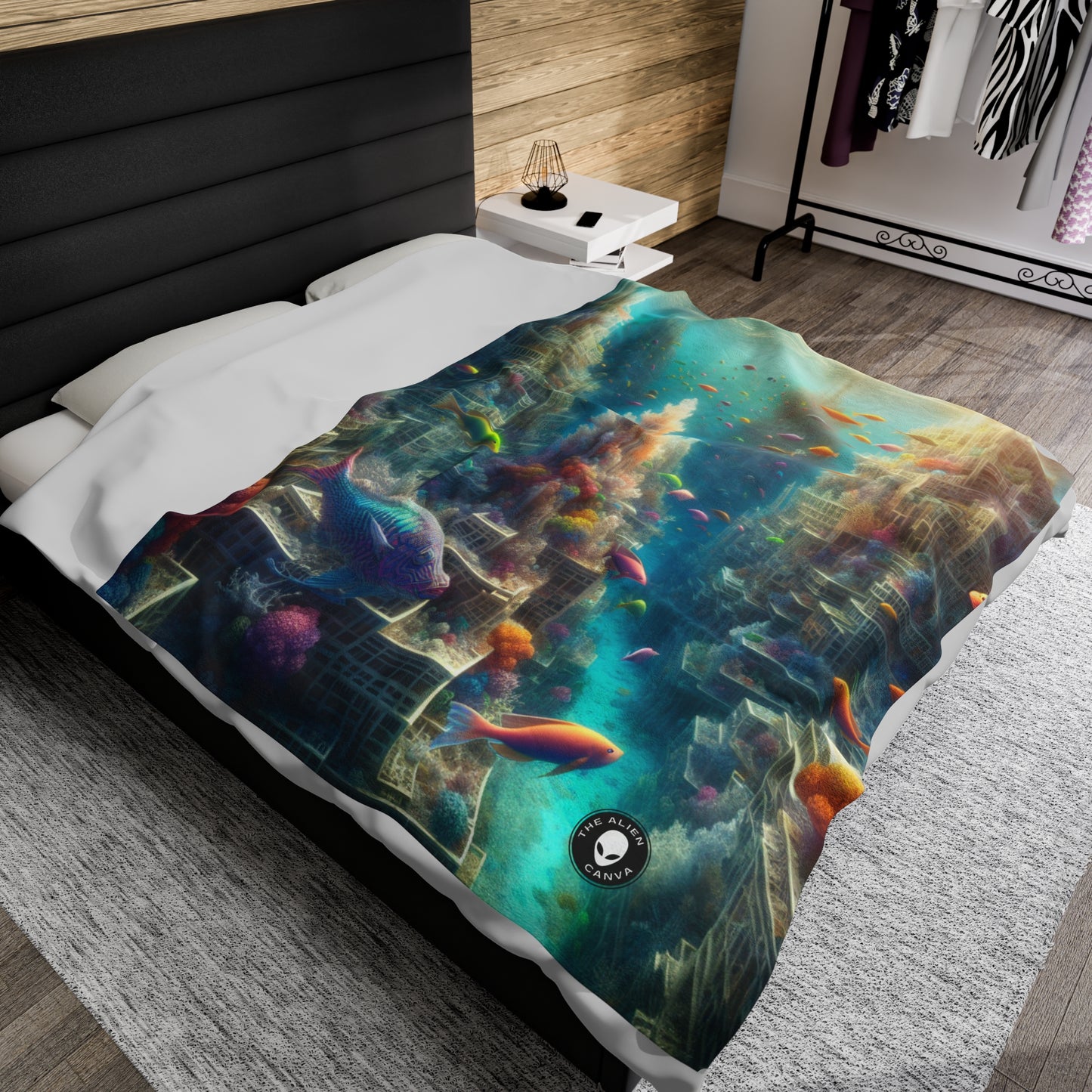 "Coralline City: A Surreal Underwater Wonderland" - The Alien Velveteen Plush Blanket