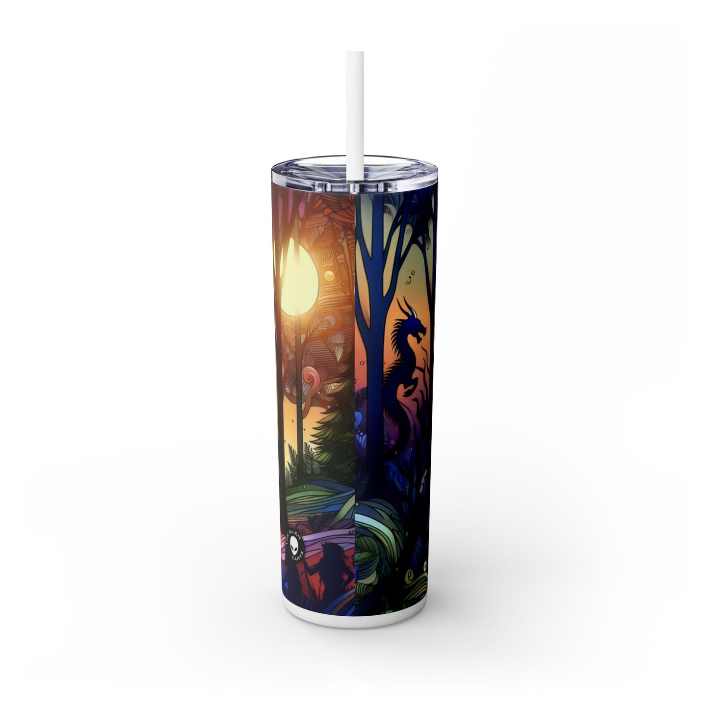 « Crépuscule mystique : créatures de la forêt » - Verre fin Alien Maars® avec paille 20 oz