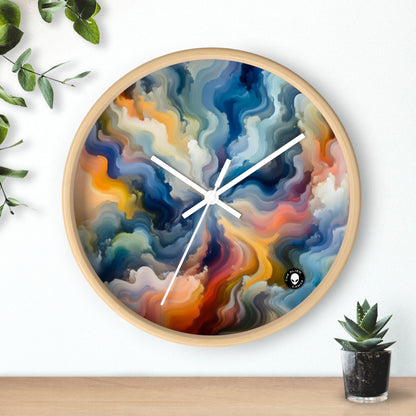 "Reflejos del atardecer: una pintura de campo de color sereno" - La pintura de campo de color del reloj de pared alienígena