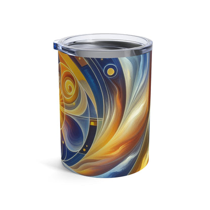 "Divinidad ascendente: un despertar espiritual en geometría vibrante" - El vaso alienígena de 10 oz estilo arte religioso