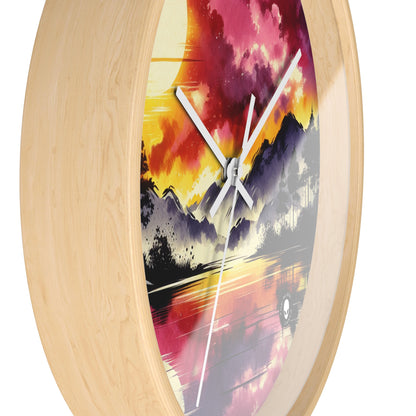 "A Pastel Sunset Symphony" - The Alien Wall Clock Ink Wash Painting