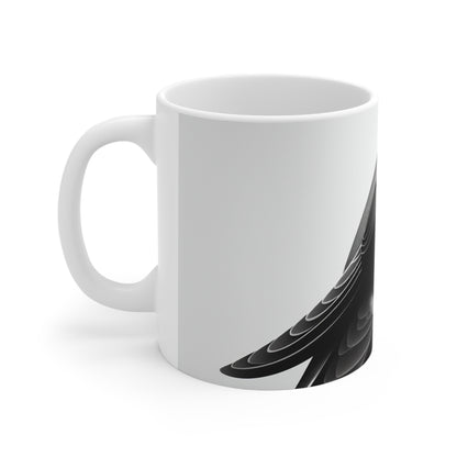 "Un momento melódico" - La taza de cerámica alienígena estilo minimalista de 11 oz