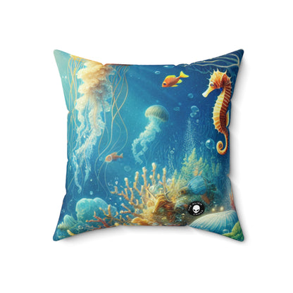 "Sunlit Serenity: A Magical Underwater Realm"- The Alien Spun Polyester Square Pillow