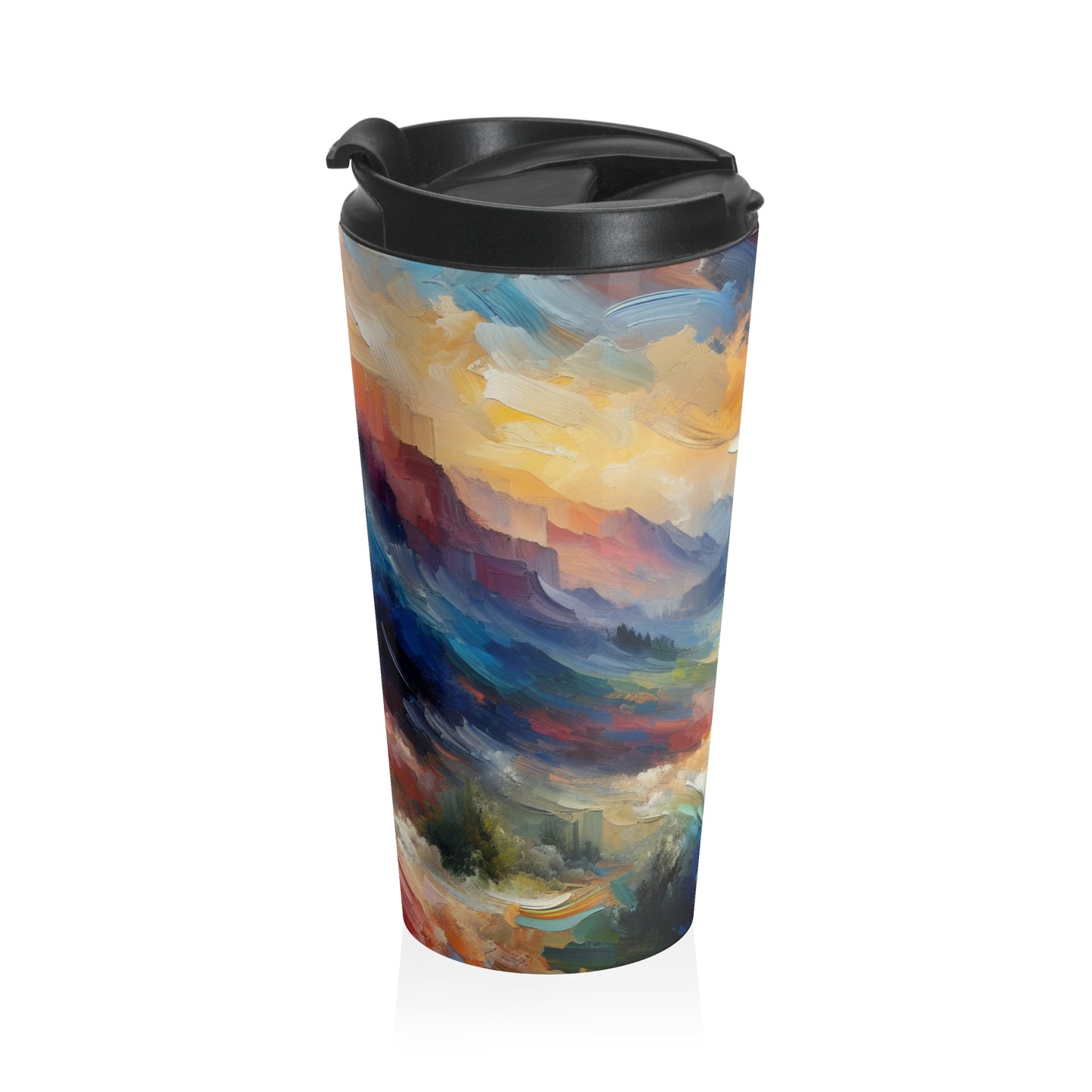 "Abstract Landscape: Exploring Emotional Depths Through Color & Texture" - The Alien Stainless Steel Travel Mug Abstract Expressionism Style