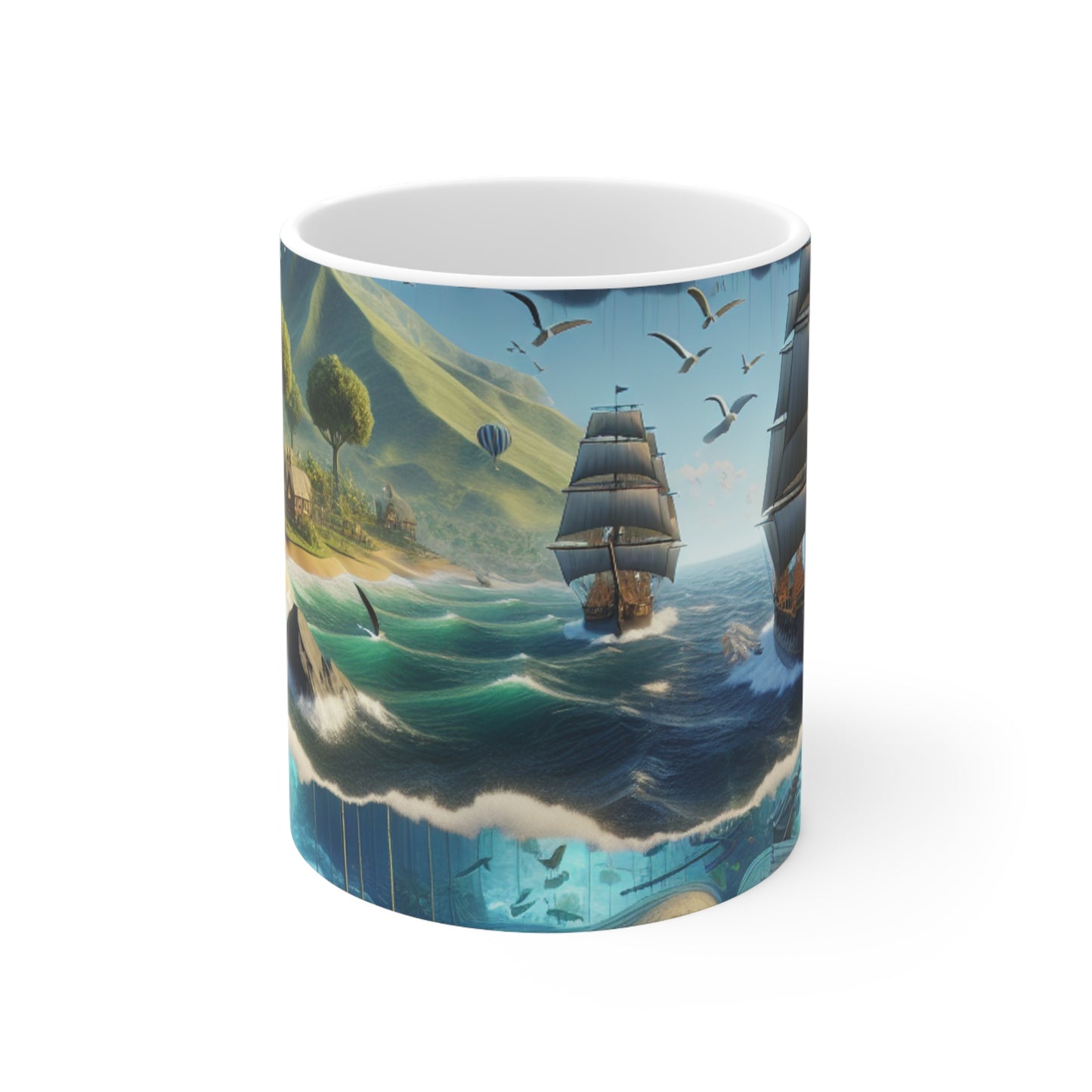 "Virtual Reality Odyssey: An Immersive 3D Art Experience" - The Alien Ceramic Mug 11oz Virtual Reality Art Style