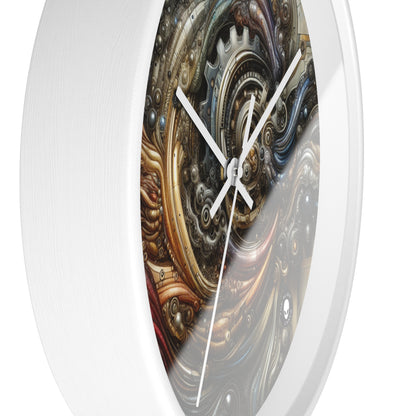 "Paisaje urbano biomecánico: fusión armoniosa" - El reloj de pared alienígena Arte biomecánico