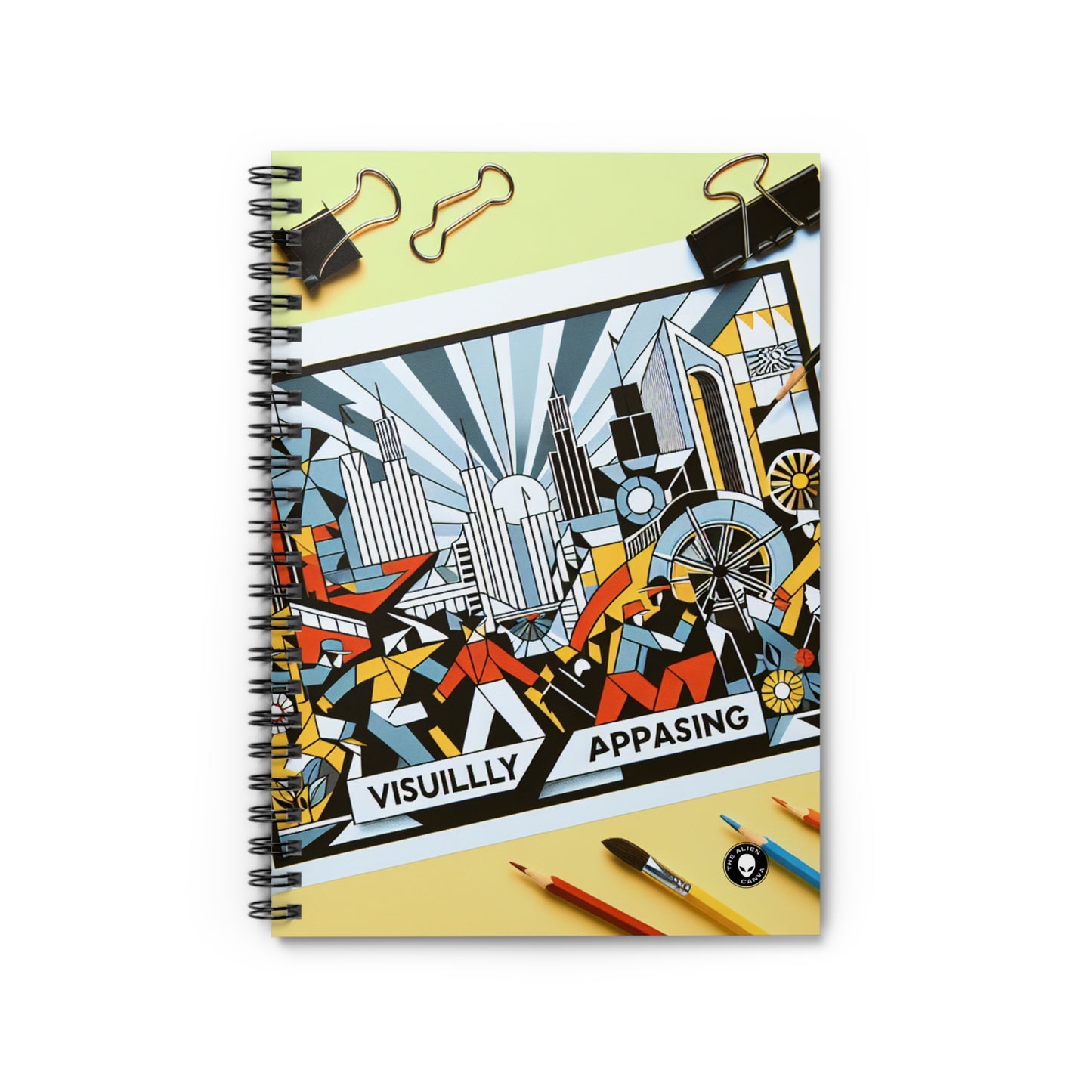 "Constructive City: A Vibrant Celebration of Urban Progress" - The Alien Spiral Notebook (Ruled Line) Constructivism