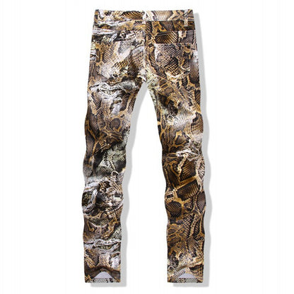 SNAKESKIN PRINTED SKINNY JEANS