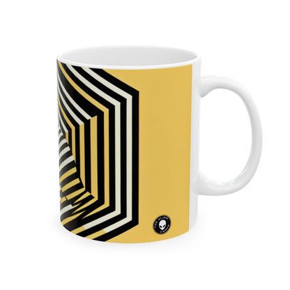 "Dynamic Illusions: Op Art Exploration" - Taza de cerámica The Alien de 11 oz de arte óptico (Op Art)