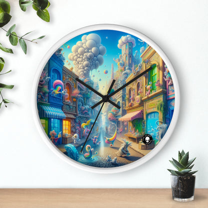 "Whimsical Wonders: A Vibrant Street Scene" - The Alien Wall Clock