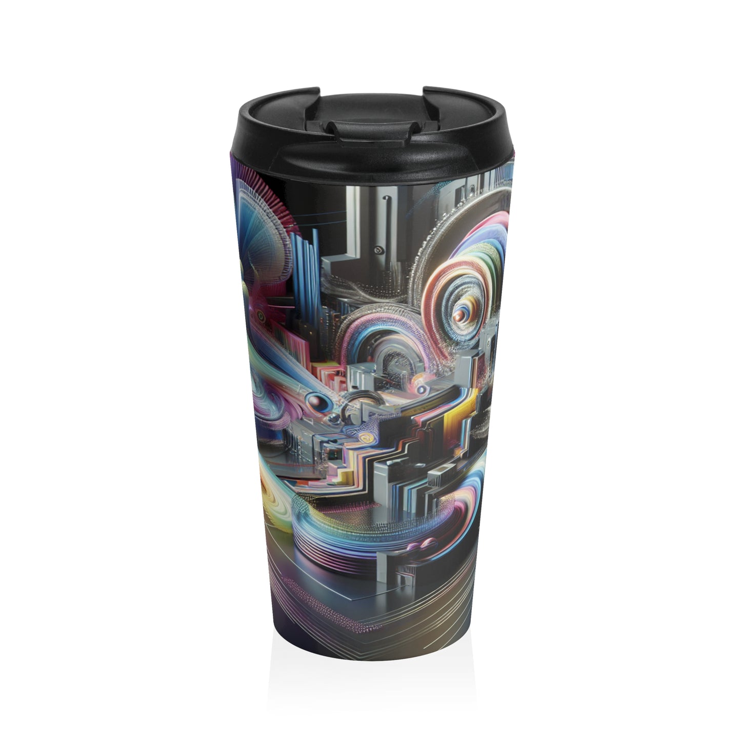 "Neon Nights: A Futuristic Urban Dream" - The Alien Stainless Steel Travel Mug Digital Art