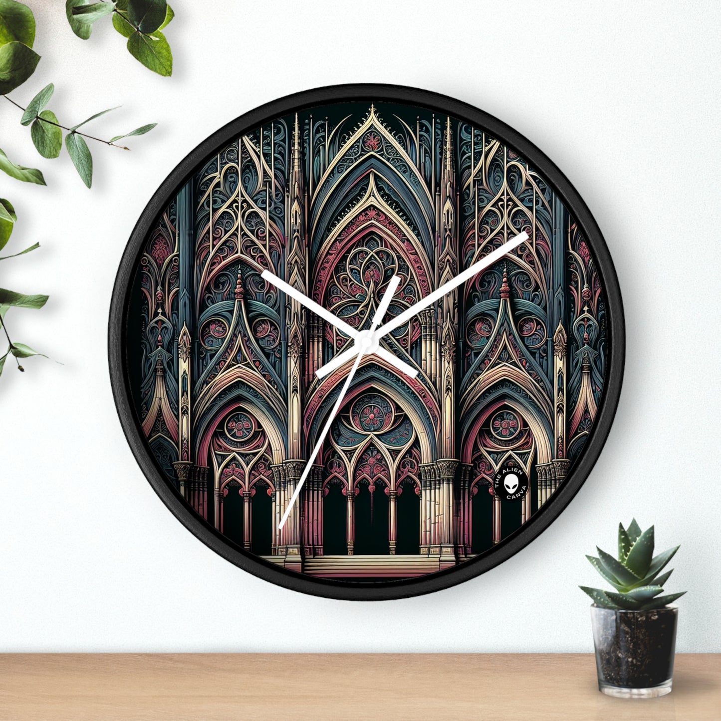 "Consuelo en las sombras: una obra maestra gótica de oscuridad eterna y belleza melancólica" - The Alien Wall Clock Gothic Art