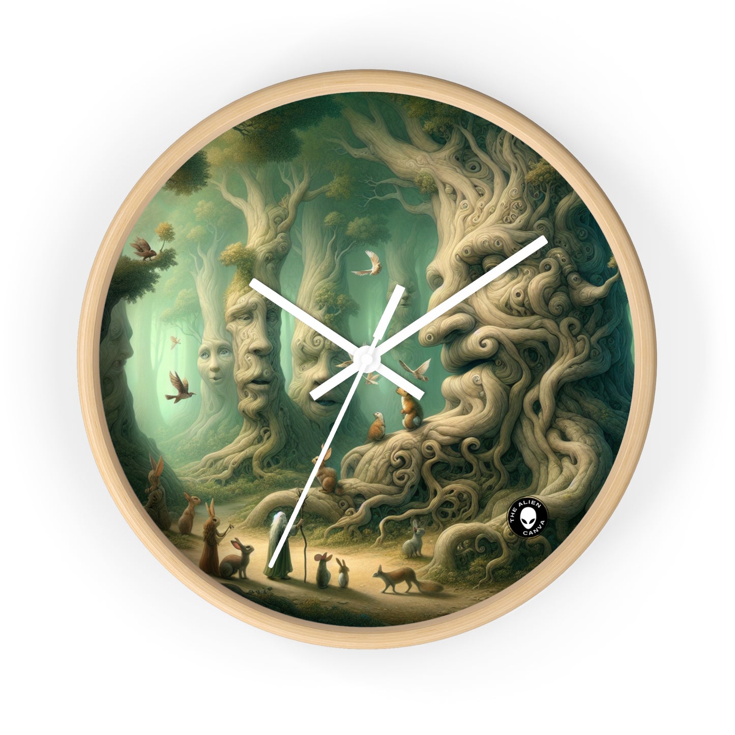 "Enchanted Whispering Forest" - The Alien Wall Clock