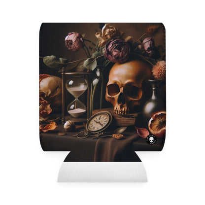 "Fleeting Beauty: A Vibrant Vanitas Painting Depicting the Passage of Time and Transient Nature of Life" - The Alien Can Cooler Sleeve Vanitas Painting