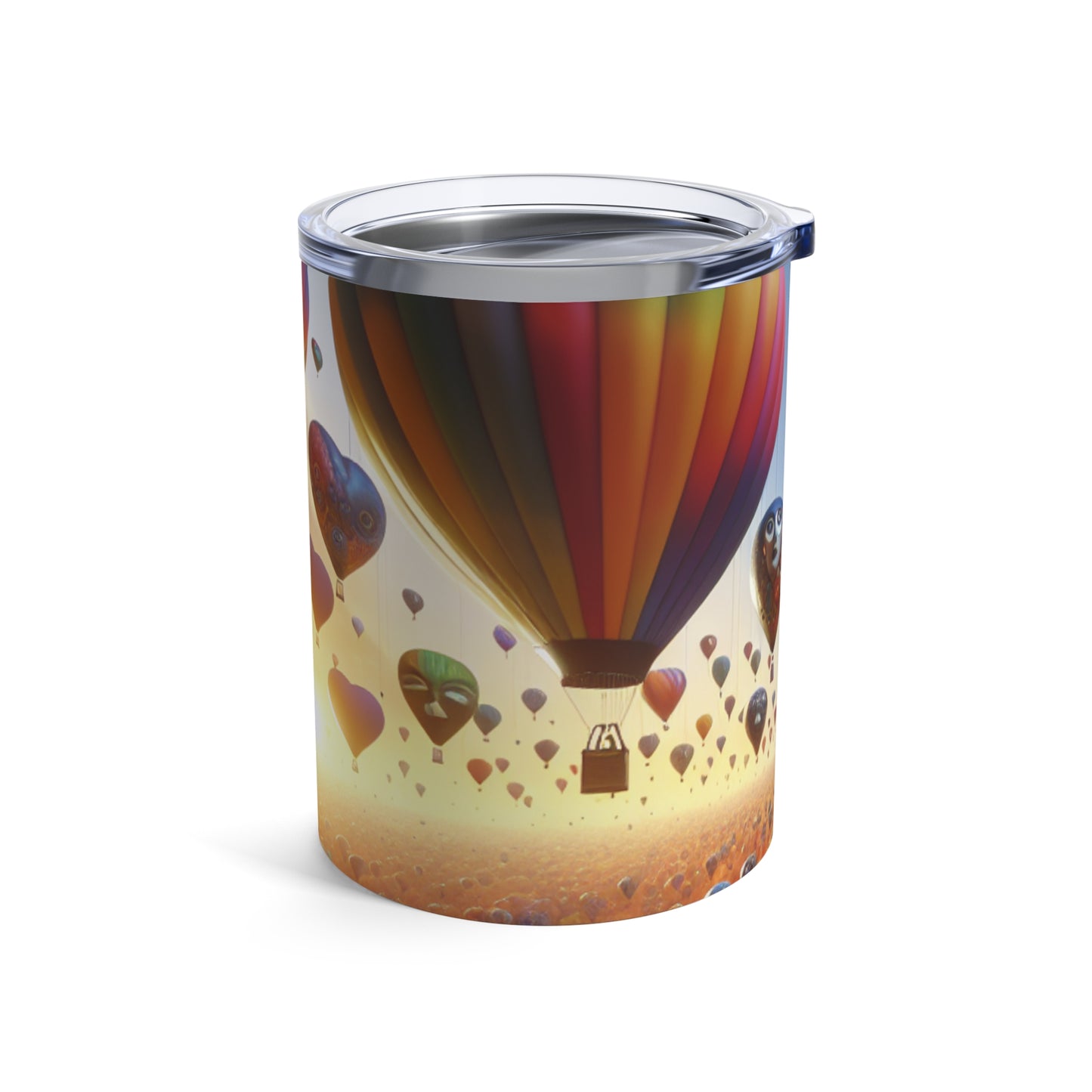 "Horizonte emocional: un paisaje surrealista con globos" - Vaso Alien de 10 oz