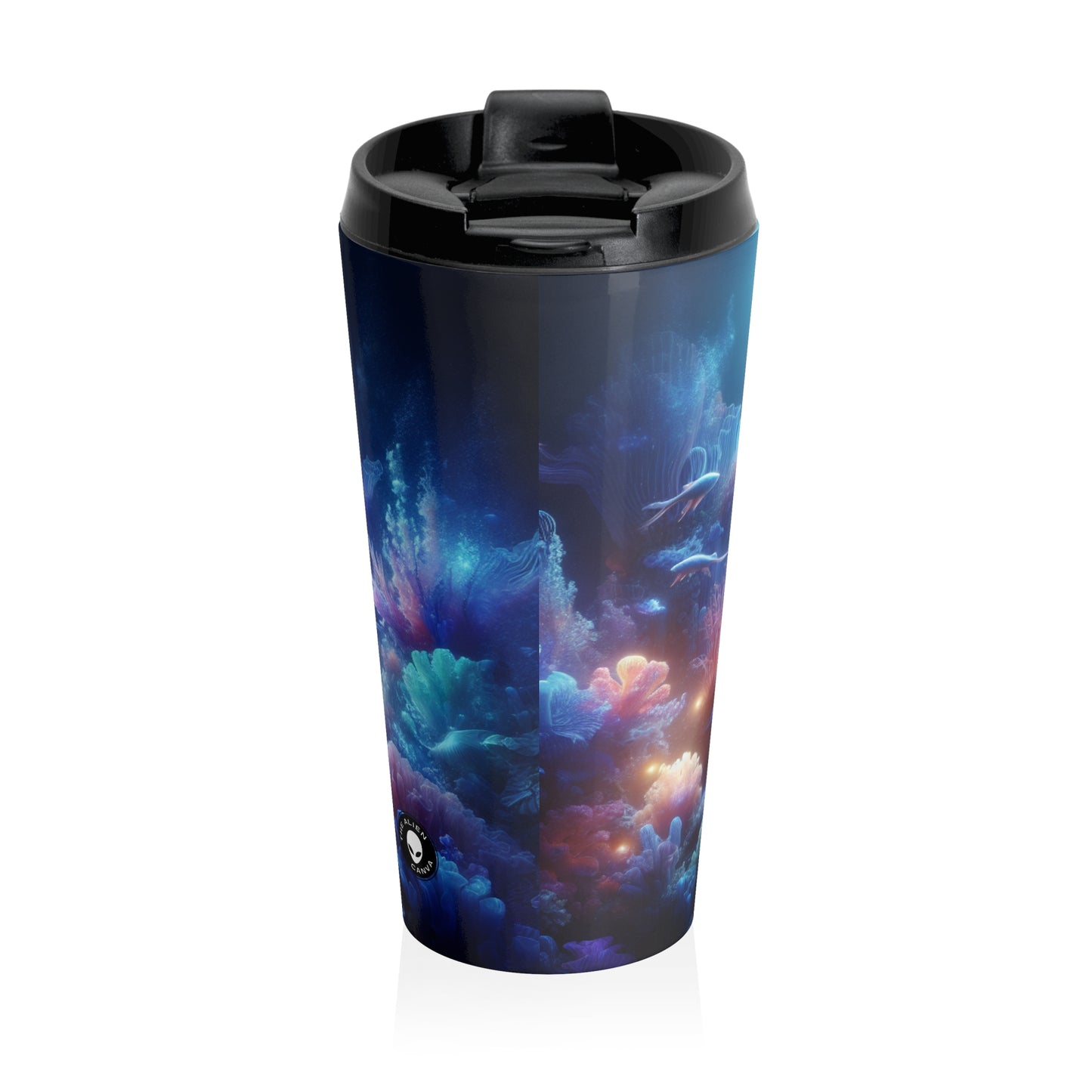 "Coral Fantasia: un deleite submarino de ensueño" - Taza de viaje de acero inoxidable The Alien