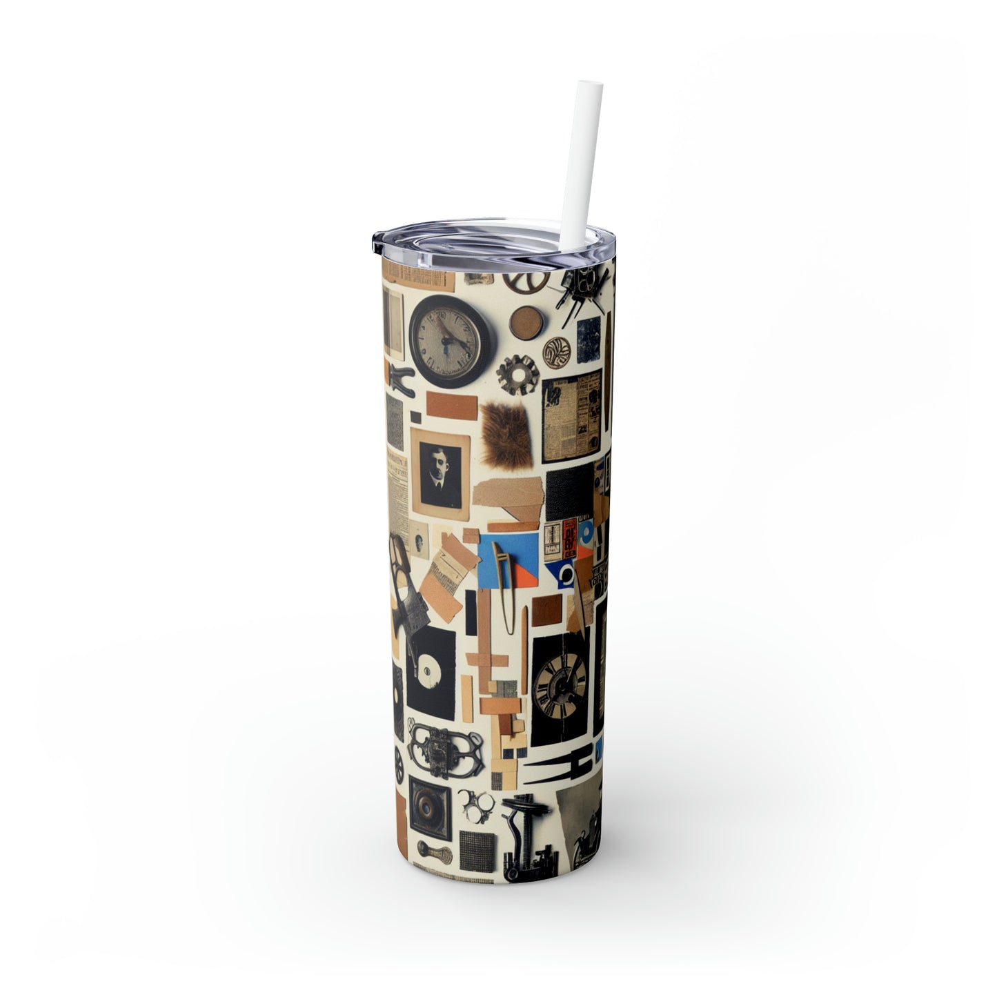 "Chaos in Modernity: A Journey to Meaning" - The Alien Maars® Skinny Tumbler with Straw 20oz Dadaism