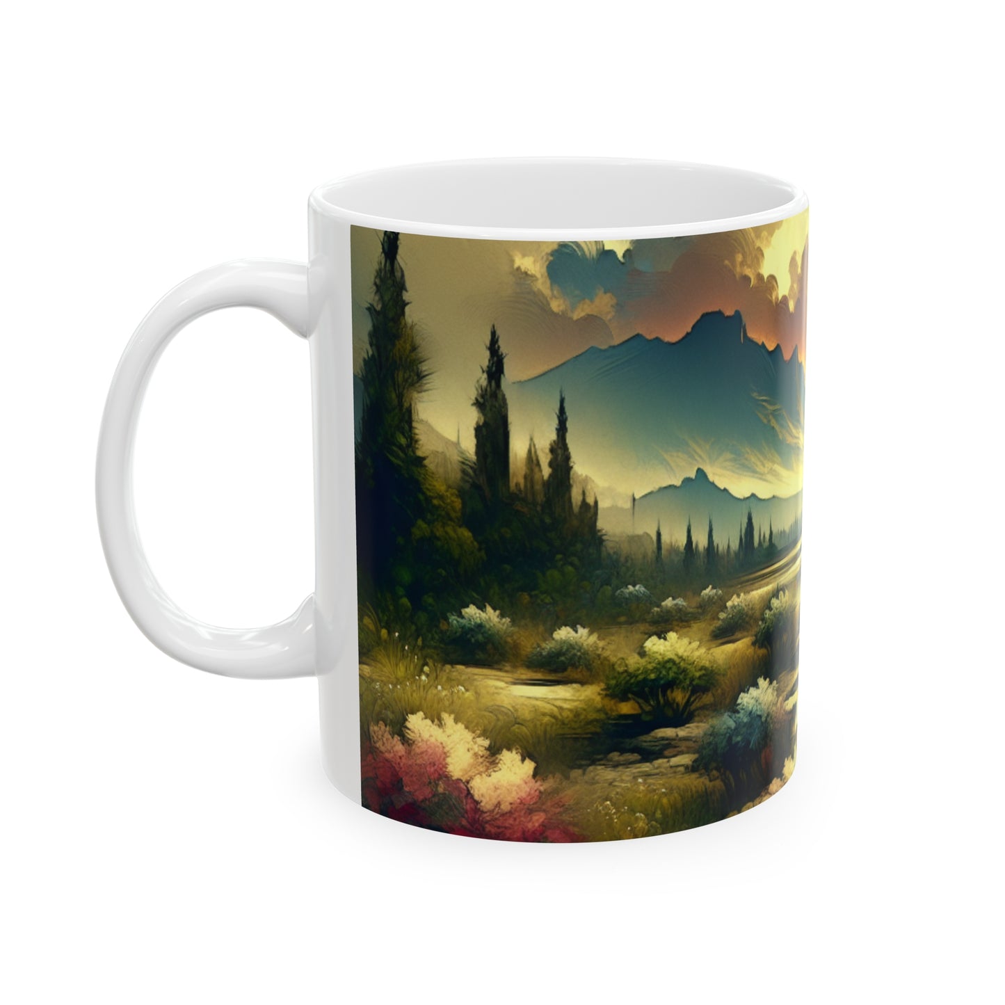 "Nature's Canvas: A Seasonal Land Art Installation" - The Alien Ceramic Mug 11oz Land Art