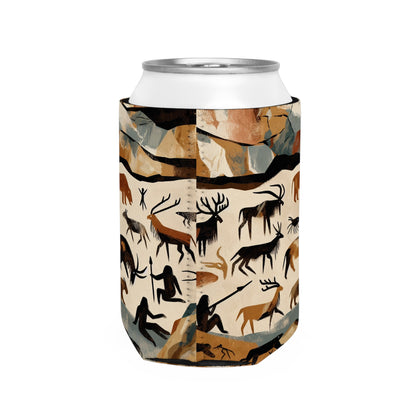 "The Discovery of Fire: A Cave Painting Tale" - The Alien Can Cooler Sleeve Cave Painting