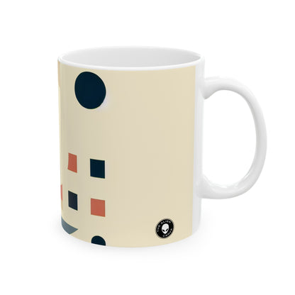 "Formas monocromáticas" - Taza de cerámica The Alien Minimalismo de 11 oz