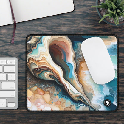 "Una vista a la playa a través de una concha marina" - The Alien Gaming Mouse Pad Acrylic Pouring