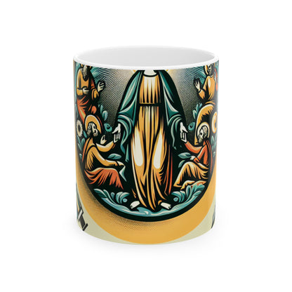 "Essence entrelacée : une célébration abstraite du chaos et de l'harmonie" - La tasse en céramique Alien 11oz Remodernisme