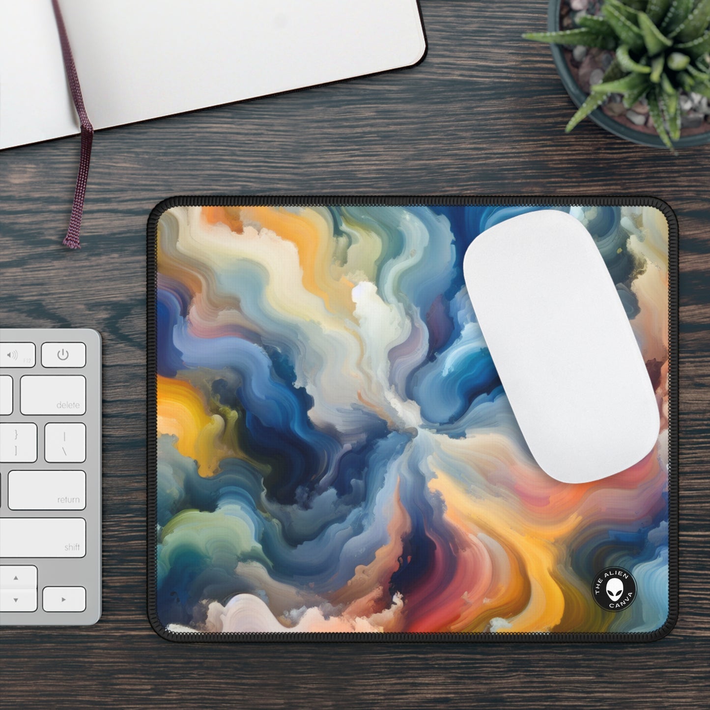 "Reflejos del atardecer: una pintura de campo de color sereno" - The Alien Gaming Mouse Pad Pintura de campo de color