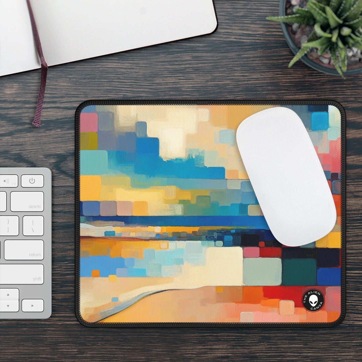 "Sunset Serenity: Pintura de campo de color pastel suave" - ​​The Alien Gaming Mouse Pad Pintura de campo de color