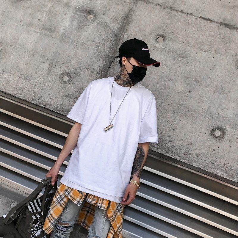 Summer Loose Style T-shirt Short Sleeve O-neck Letter Full Printed Hip Hop Tee Shirt Men's T Shirts Cotton