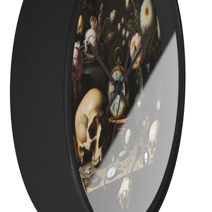 "Digital Decay: A Contemporary Vanitas Examining Consumerism in the 21st Century" - The Alien Wall Clock Vanitas Painting