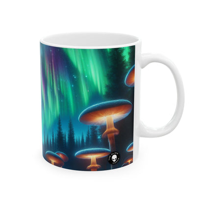 "Bosque de hongos encantado" - Taza de cerámica alienígena de 11 oz