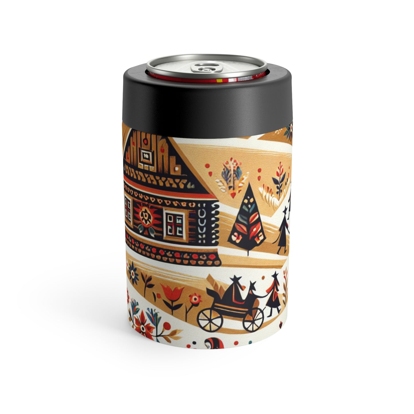 "Ukrainian Village Symphony: A Colorful Folk Art Reflection" - The Alien Can Holder Folk Art