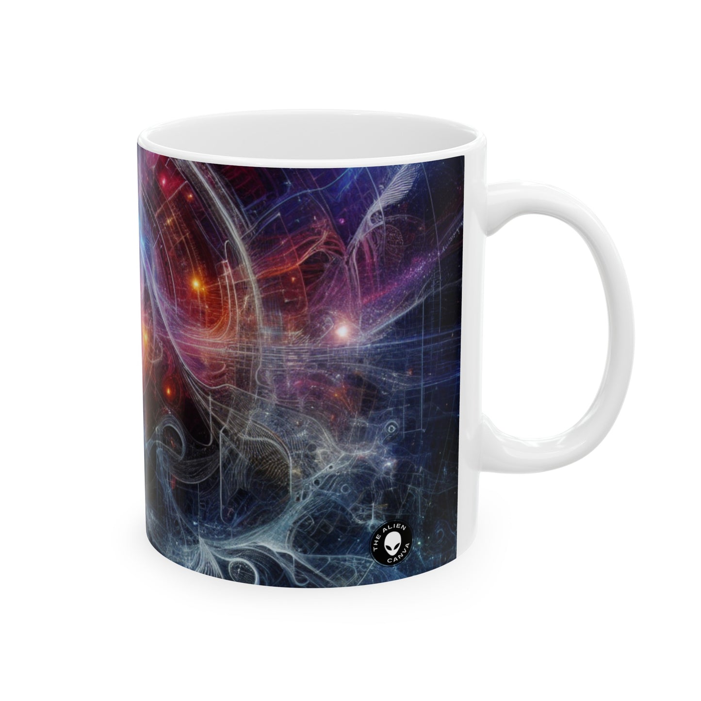 "Nature's Neon Metropolis: A Surreal Fusion of Technology and Greenery" - The Alien Ceramic Mug 11oz Digital Art