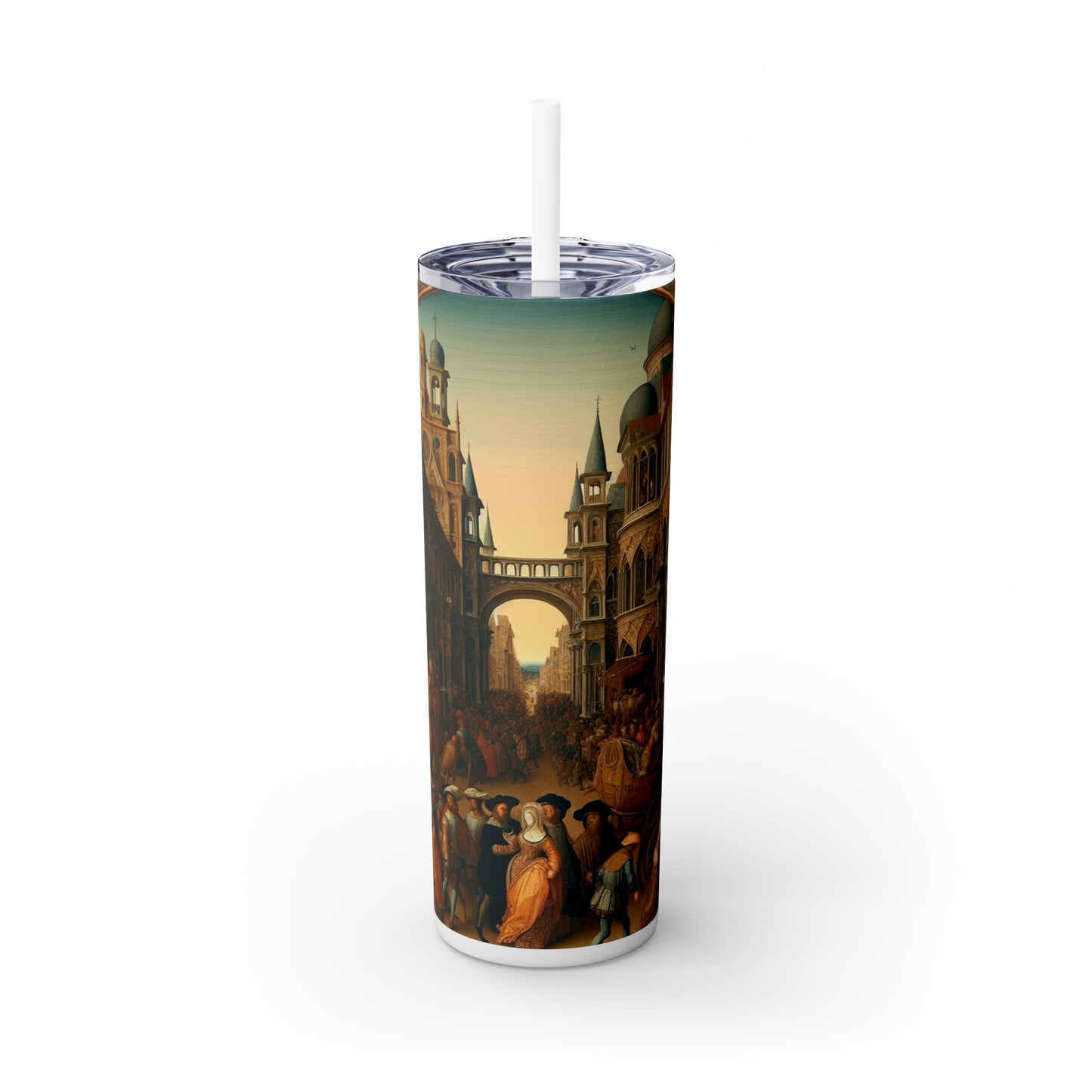 « L'unité dans l'opulence : un banquet des nations de la Renaissance » - The Alien Maars® Skinny Tumbler avec paille 20oz Renaissance