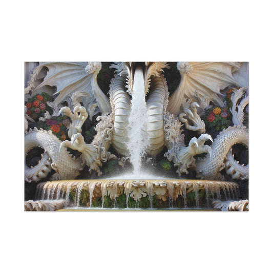 "Fiery Dragon Fountain: Heaven's Cascade" - The Alien Canva Rococo Style