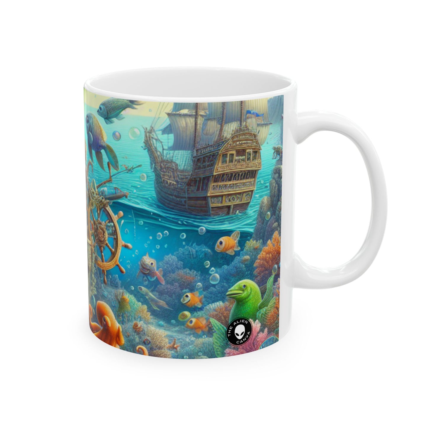 "Fiesta submarina" - Taza de cerámica alienígena de 11 oz