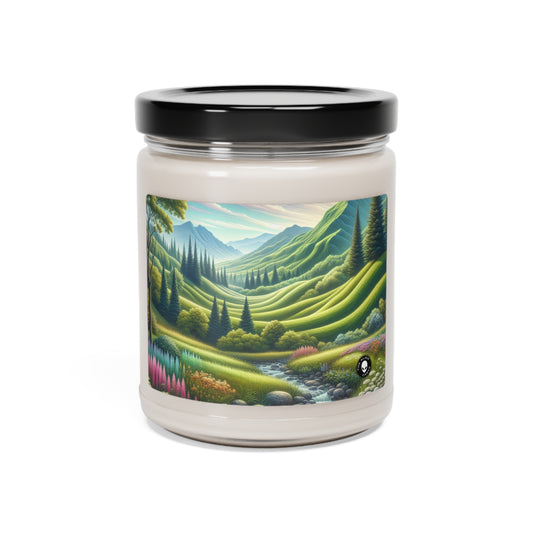 "Seasons in Serenity: An Environmental Art Journey" - Vela de soja con aroma a alienígena, 9 oz, arte ambiental