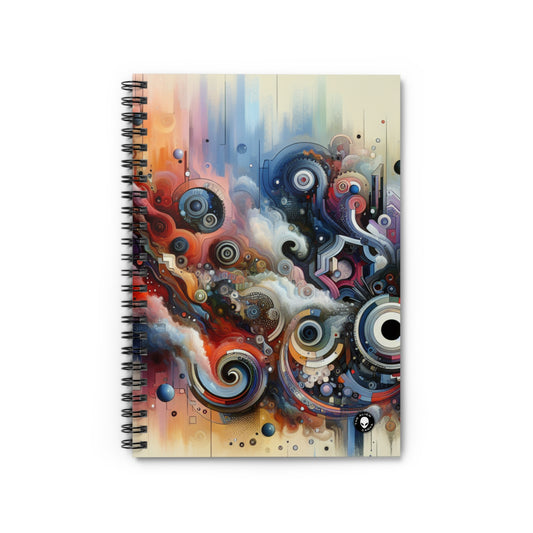 "Flux temporel : un voyage surréaliste à travers des formes abstraites et des couleurs vibrantes" - The Alien Spiral Notebook (Ruled Line) Art d'avant-garde