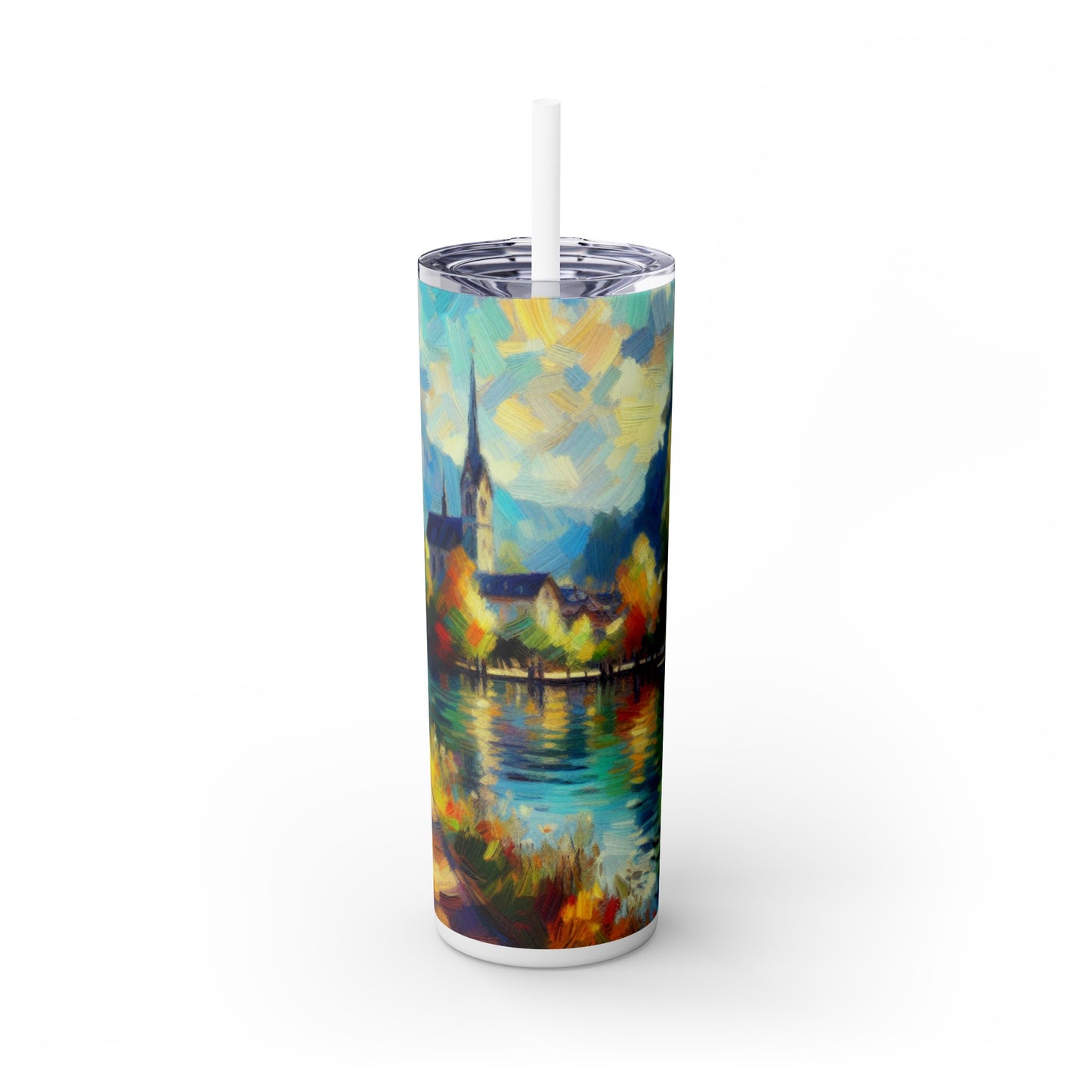 "Sunny Market Delight" - The Alien Maars® Skinny Tumbler with Straw 20oz Impressionism