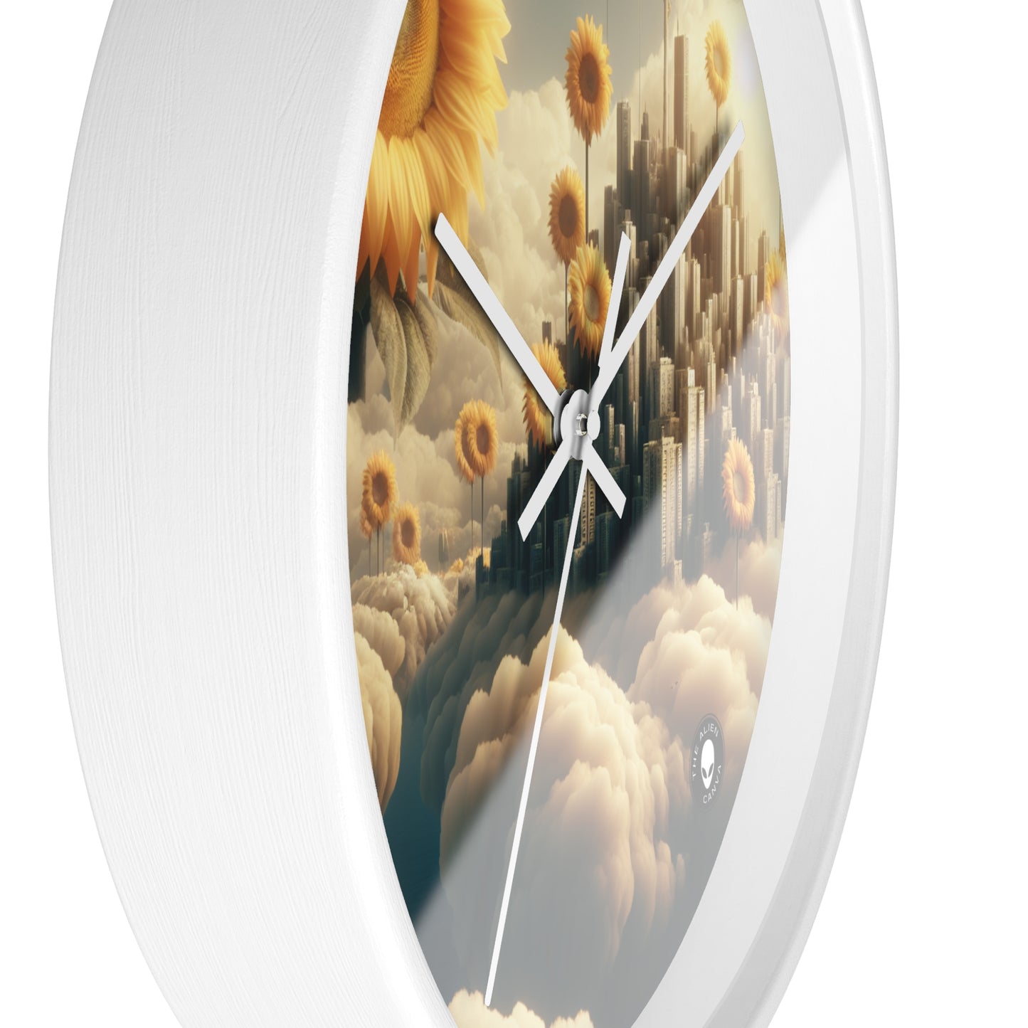 "Ethereal Sky: The City of Clouds and Sunflowers" - The Alien Wall Clock