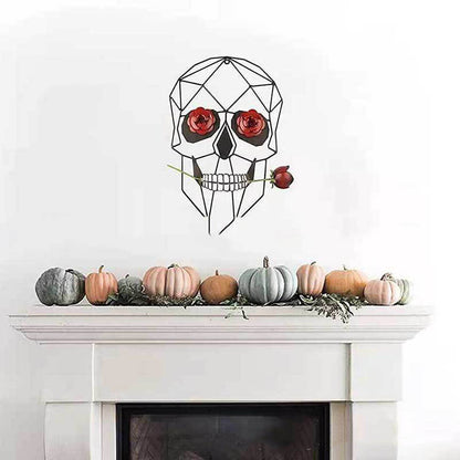 Decoración de pared con calavera de hierro forjado en 3D moderna, escultura creativa de arte de pared para Halloween, para fiesta en casa