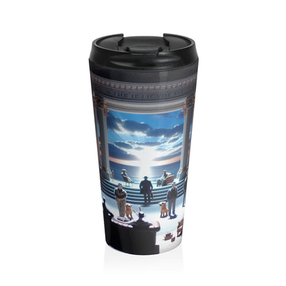 Title: "Ocean Symphony: A Photorealistic Ode to the Crashing Waves" - The Alien Stainless Steel Travel Mug Photorealism