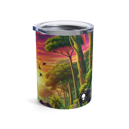 « Coucher de soleil dans la nature : une aventure dans la jungle arc-en-ciel » - Le verre Alien 10 oz