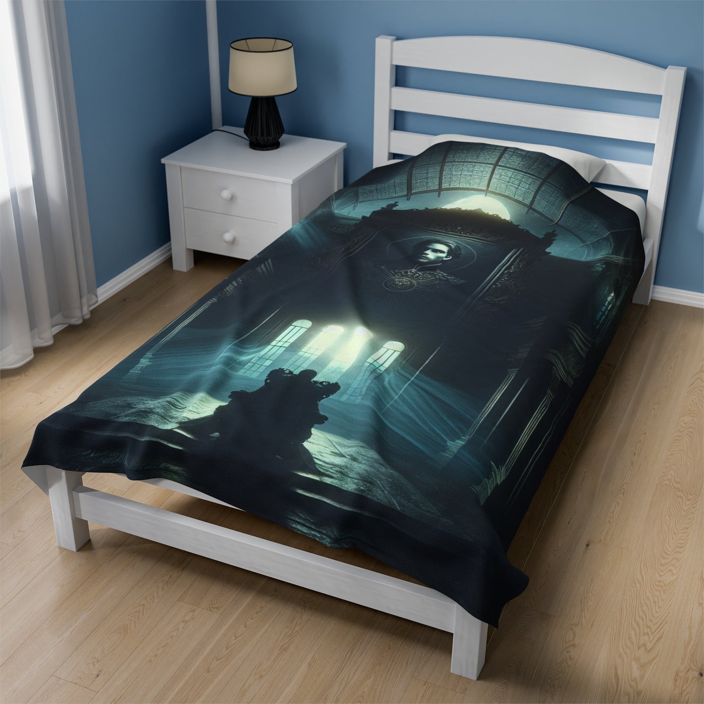 "Moonlight Shadow: A Gothic Portrait" - The Alien Velveteen Plush Blanket Gothic Art Style