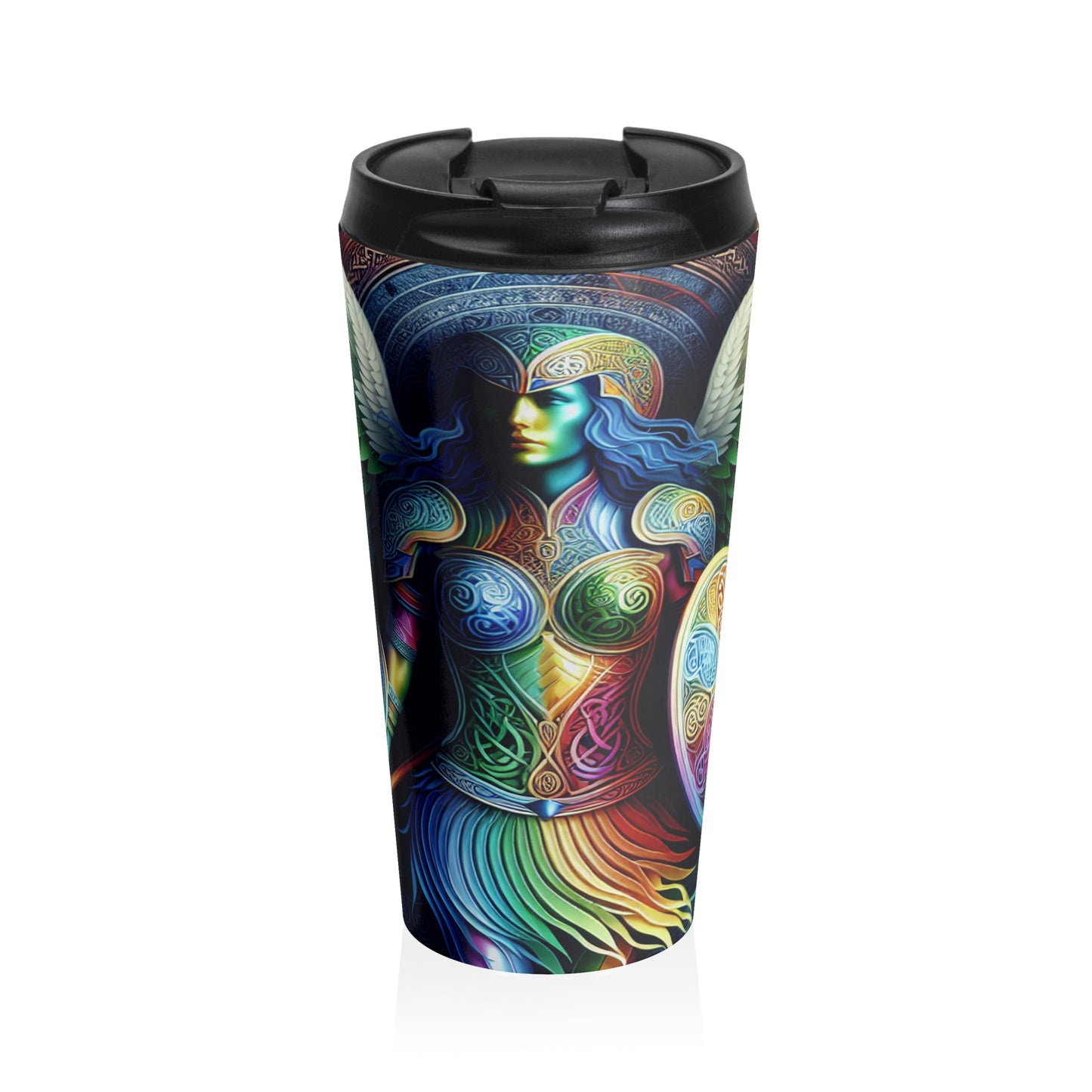 "Lionhearted Warrior Goddess: A Celtic-Inspired Artwork" - The Alien Stainless Steel Travel Mug Celtic Art