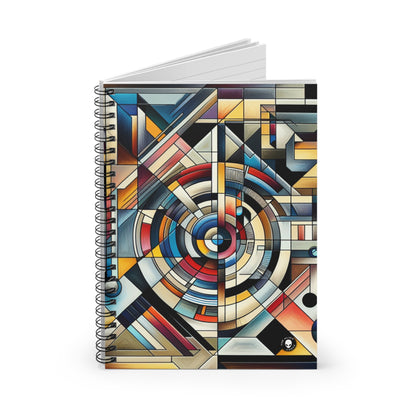 "City Lights: Geometric Nightfall" - The Alien Spiral Notebook (Ruled Line) Geometric Abstraction